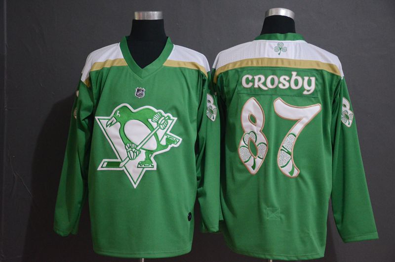 Men Pittsburgh Penguins 87 Crosby Green Adidas Stitched NHL Jersey